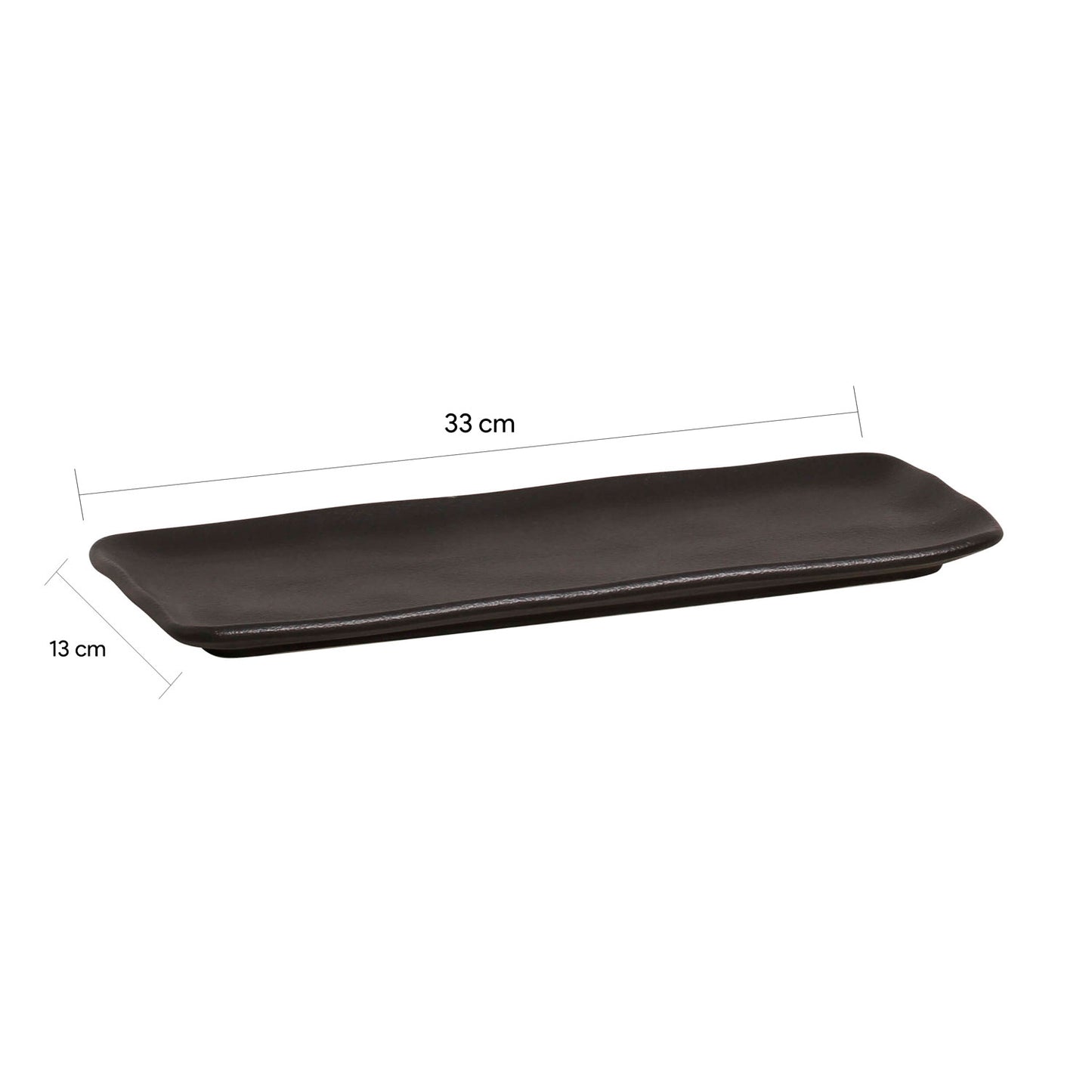 ORGANIC RECTANGULAR PLATTER STONEWARE 33x13CM BLACK MATTE