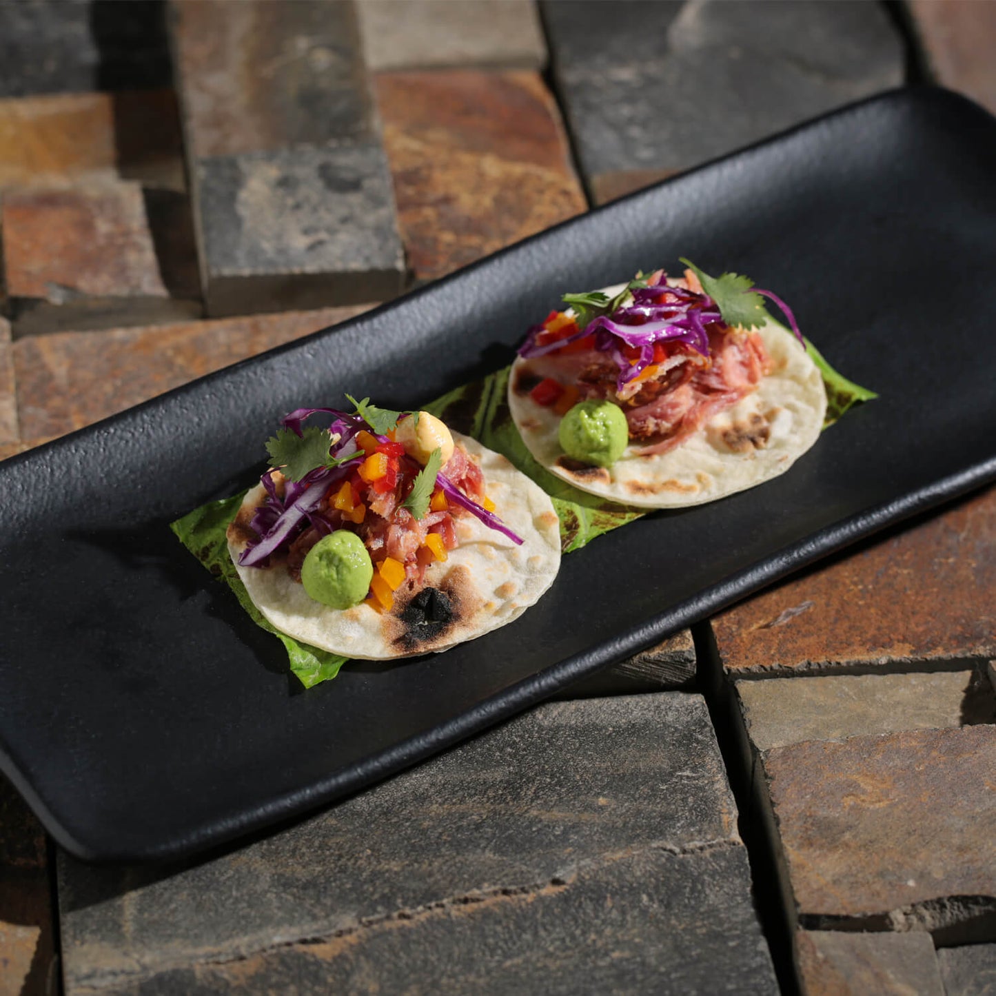 ORGANIC RECTANGULAR PLATTER STONEWARE 33x13CM BLACK MATTE