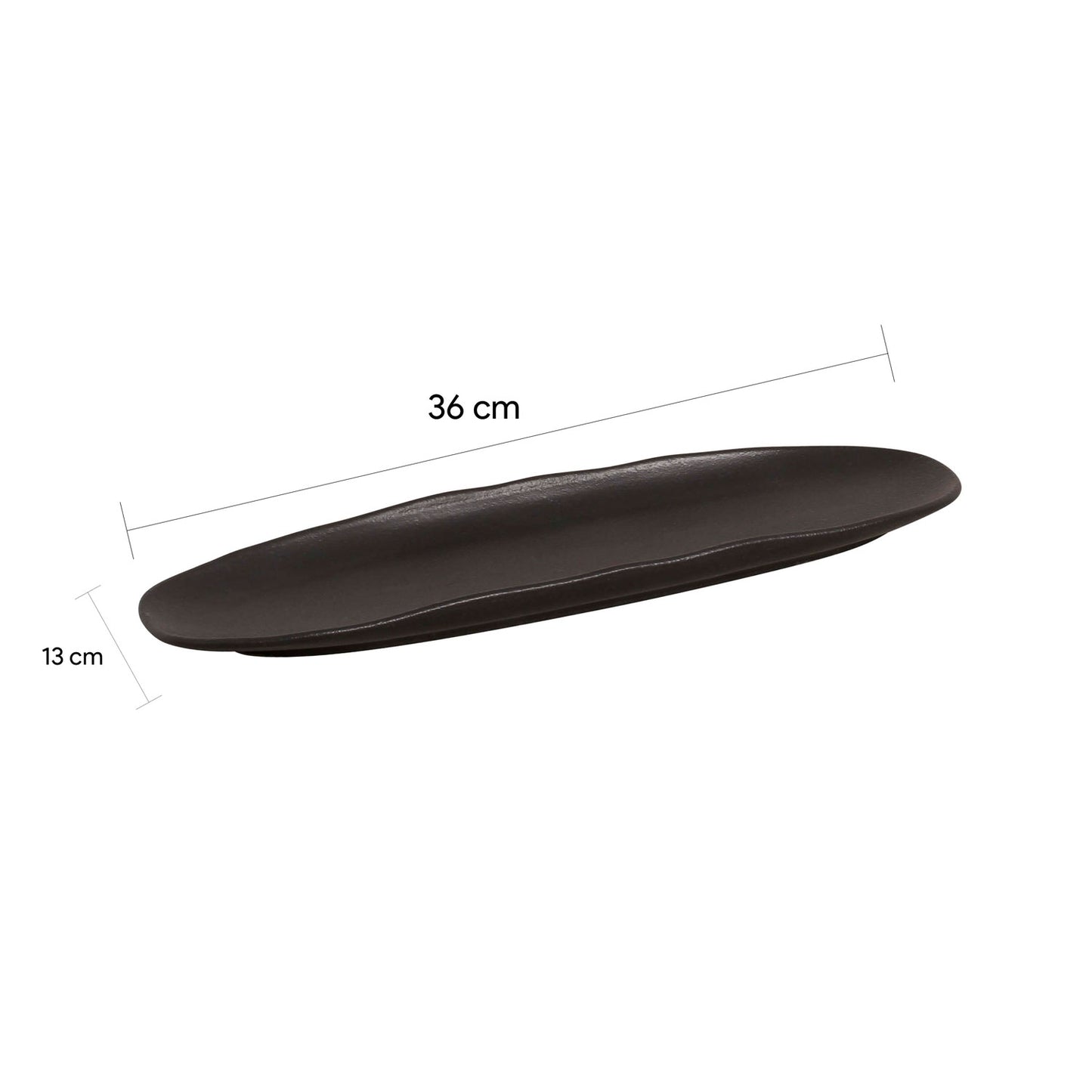 ORGANIC SHALLOW OVAL PLATTER STONEWARE 36x13CM BLACK MATTE