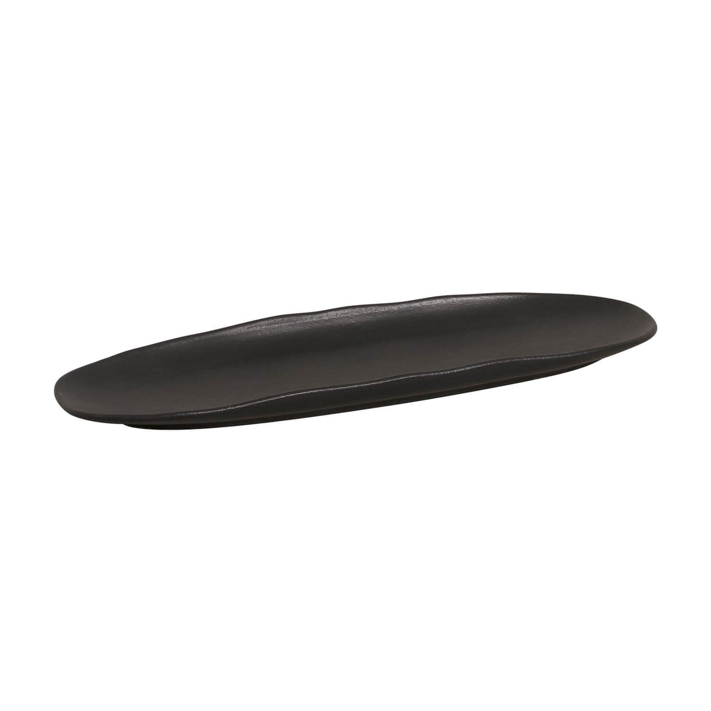ORGANIC SHALLOW OVAL PLATTER STONEWARE 36x13CM BLACK MATTE