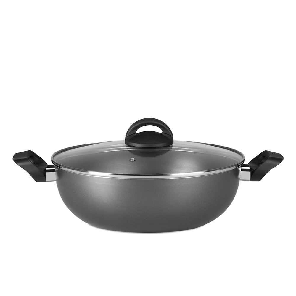 Brinox Maple Line- Wok W Lid/Handles Ø28Cm -Graphite