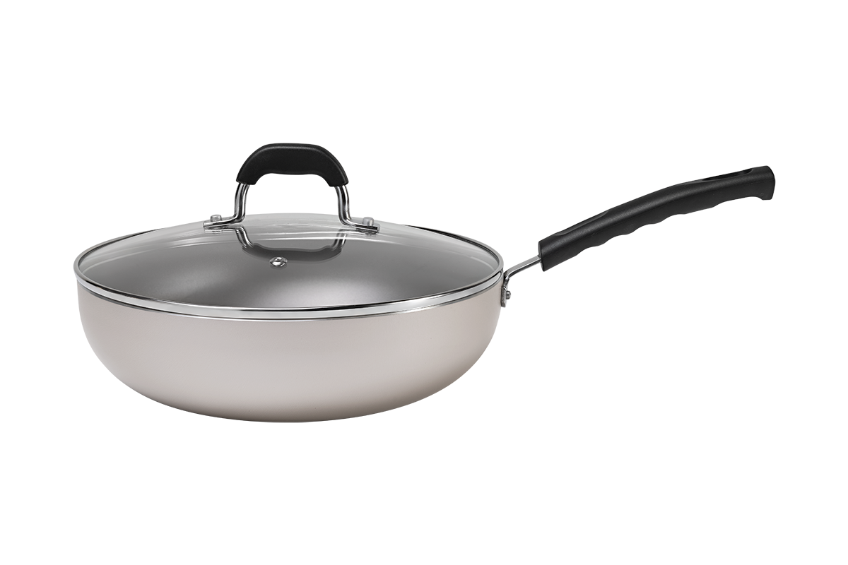 Brinox Saffron Line - Aluminum - Wok Ø28Cm 4,10L W/Lid Champagne