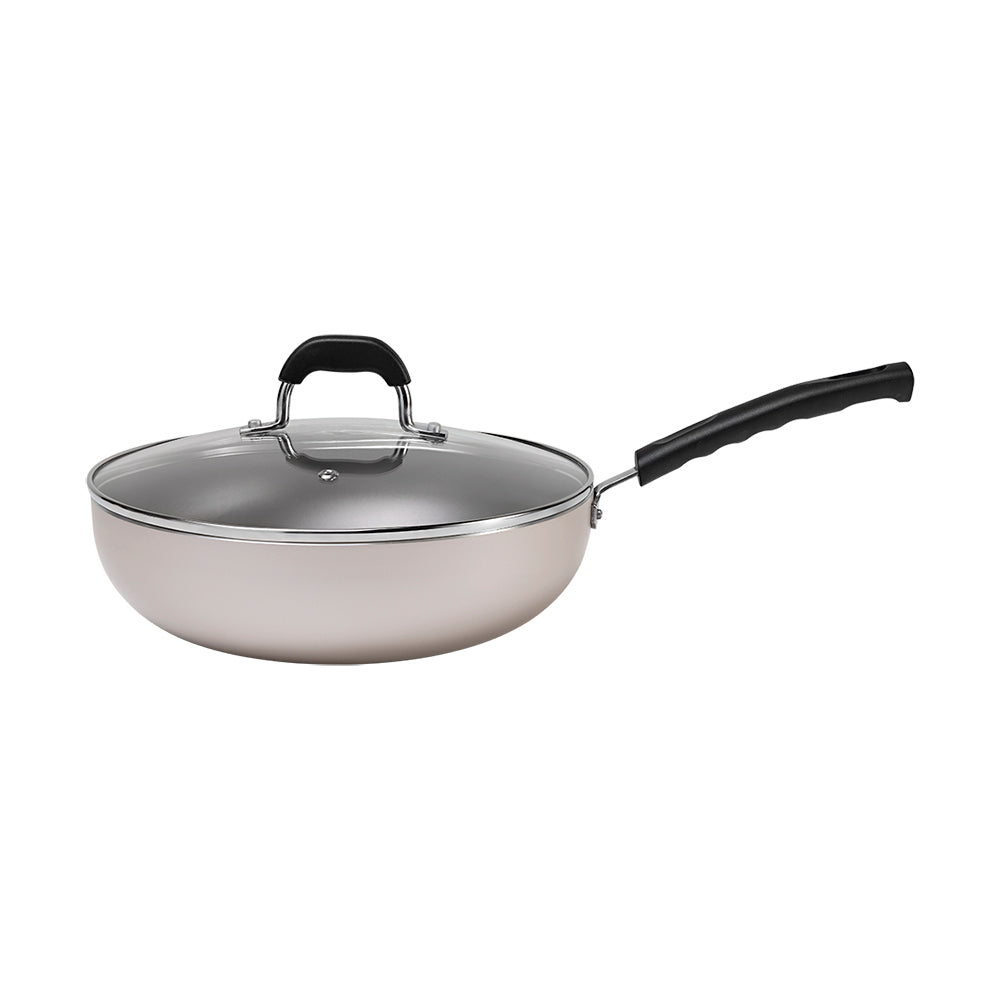 Brinox Saffron Line - Aluminum - Wok Ø28Cm 4,10L W/Lid Champagne