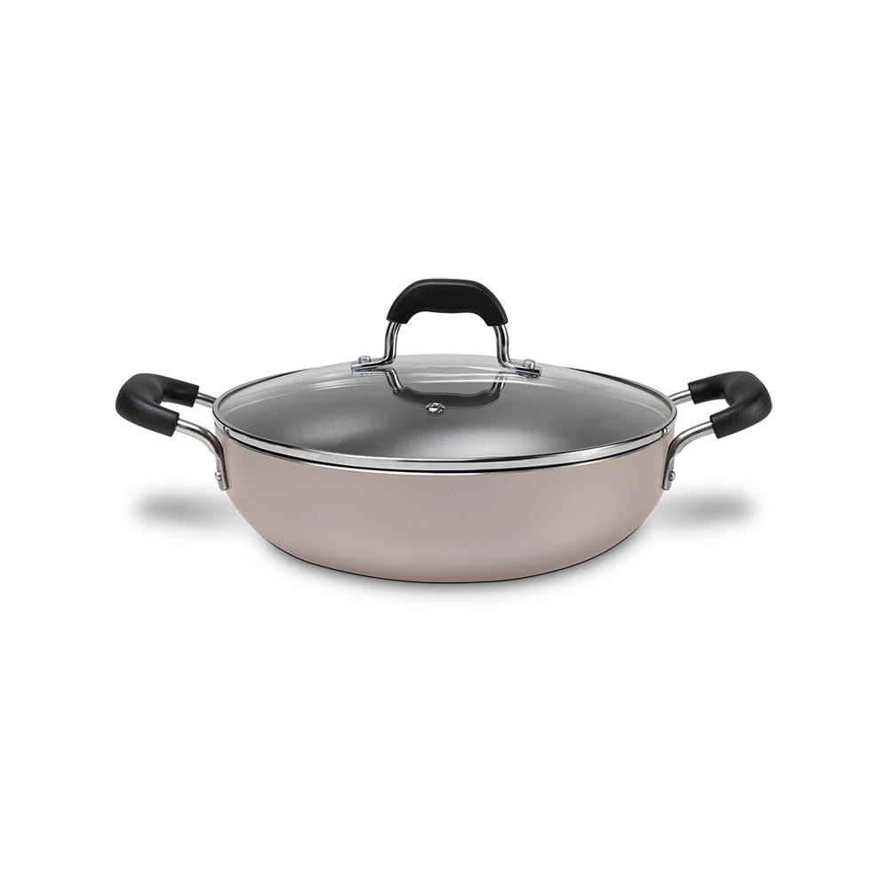 Brinox Saffron Line - Aluminum - Wok Ø28Cm 4,10L W/Lid And Handles Champagne