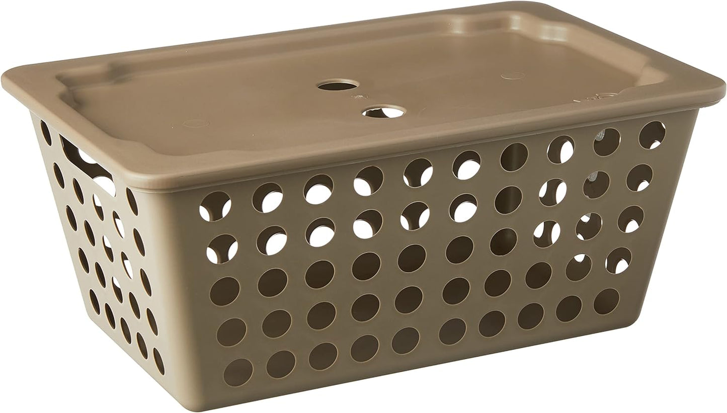 Brinox Plastic Large Basket 4,4L - 29,7 X 19,6 X 12,6 Cm W/ Lid One Warm Gray