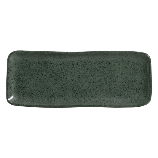 ORGANIC RECTANGULAR PLATTER STONEWARE 33x13CM GREENERY