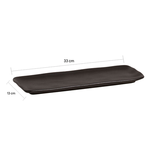 ORGANIC RECTANGULAR PLATTER STONEWARE 33x13CM BLACK MATTE