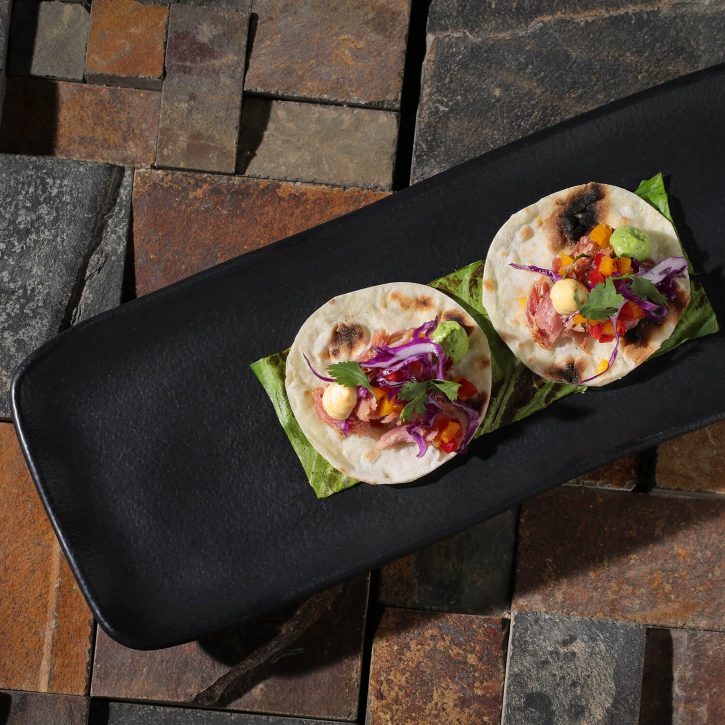 ORGANIC RECTANGULAR PLATTER STONEWARE 33x13CM BLACK MATTE