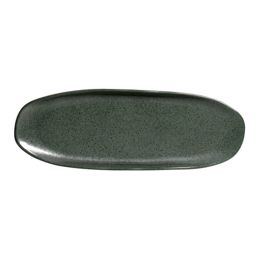 ORGANIC SHALLOW OVAL PLATTER STONEWARE 36x13CM GREENERY