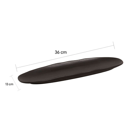 ORGANIC SHALLOW OVAL PLATTER STONEWARE 36x13CM BLACK MATTE