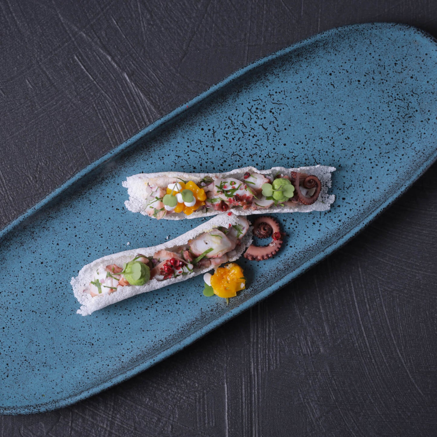 ORGANIC SHALLOW OVAL PLATTER STONEWARE 36x13CM NIGHT SKY