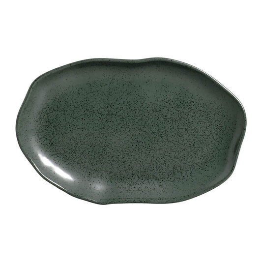 BIO SHALLOW OVAL PLATTER STONEWARE 30x20CM GREENERY