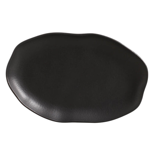 BIO SHALLOW OVAL PLATTER STONEWARE 30x20CM BLACK MATTE