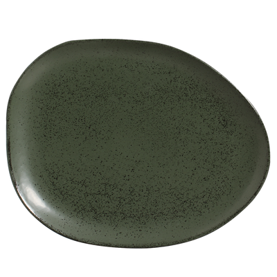 ORGANIC OVAL DINNER PLATE STONEWARE 31x24x2.5CM GREENERY