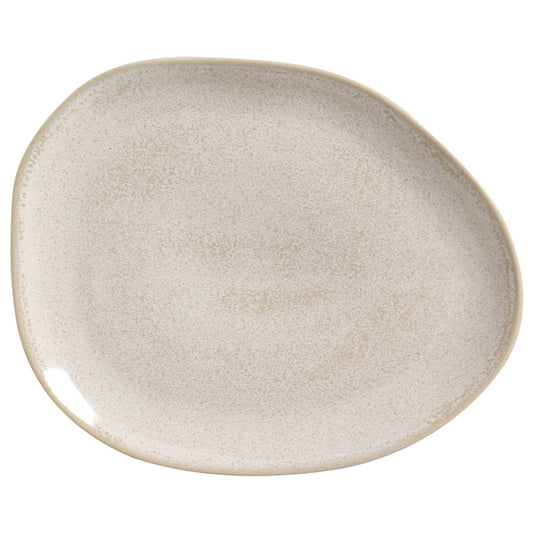 ORGANIC OVAL DINNER PLATE STONEWARE 31x24x2.5CM LATTE