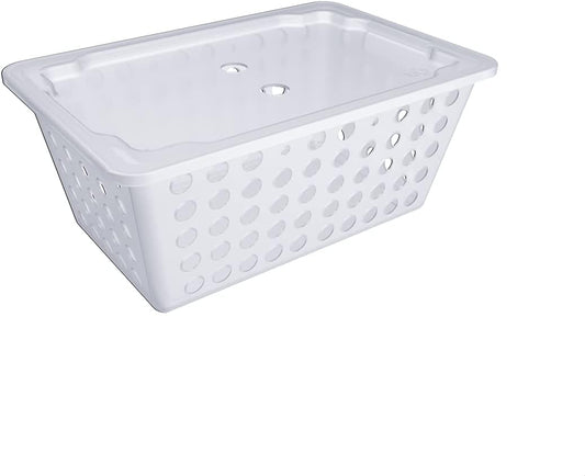 Brinox Plastic Maxi Basket 12,9L - 39 X 30 X 16,8 Cm  W/ Lid One Natural