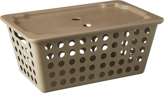 Brinox Plastic Maxi Basket 12,9L - 39 X 30 X 16,8 Cm  W/ Lid One Warm Gray